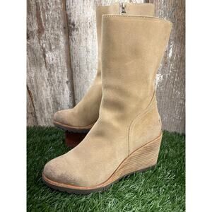 Sorel After Hours Mid Boot Beach Tan Waterproof Suede Women's 8